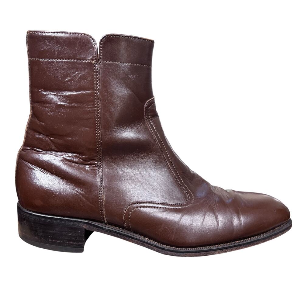 Vintage Florsheim Men’s Brown Leather Short Zip Boots Size 9.5 D